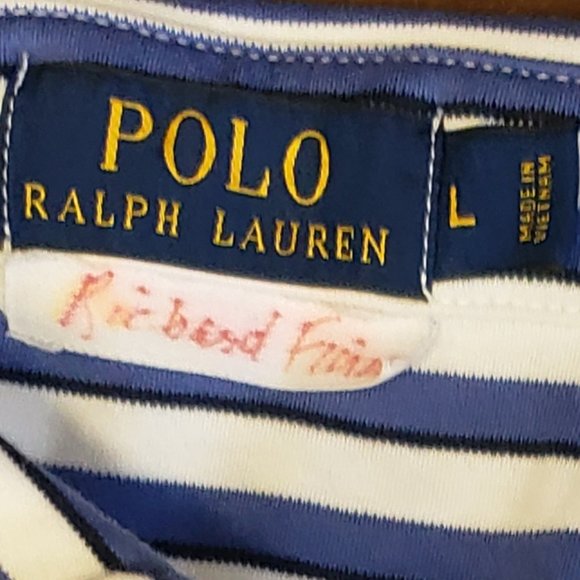 Polo Ralph Lauren L Blue Striped 3-button Polo with Navy Pony (Mens") - Picture 6 of 7
